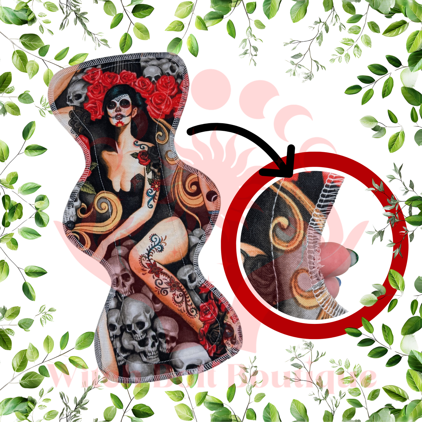 Discounted WHOOPSIE Cloth Pad (Sugar Skull Pinup)