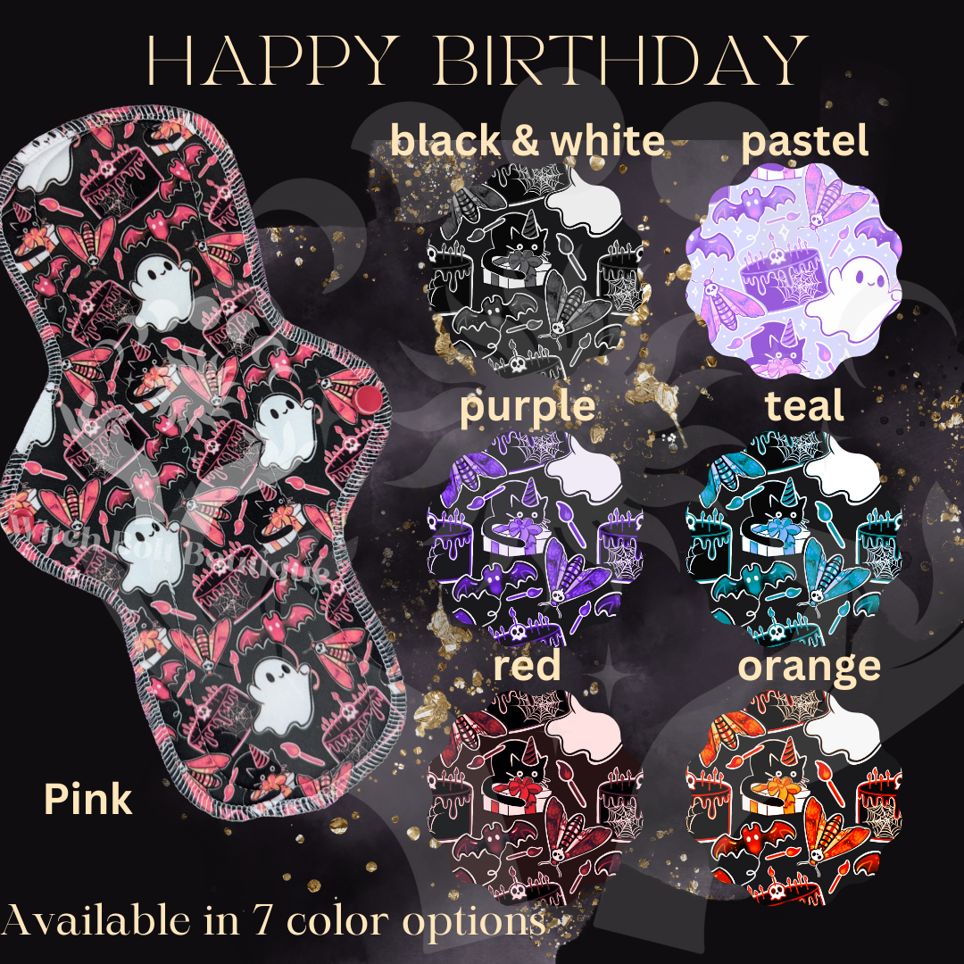 Happy Birthday(Dark)-Multiple Color Options! Cloth Pad