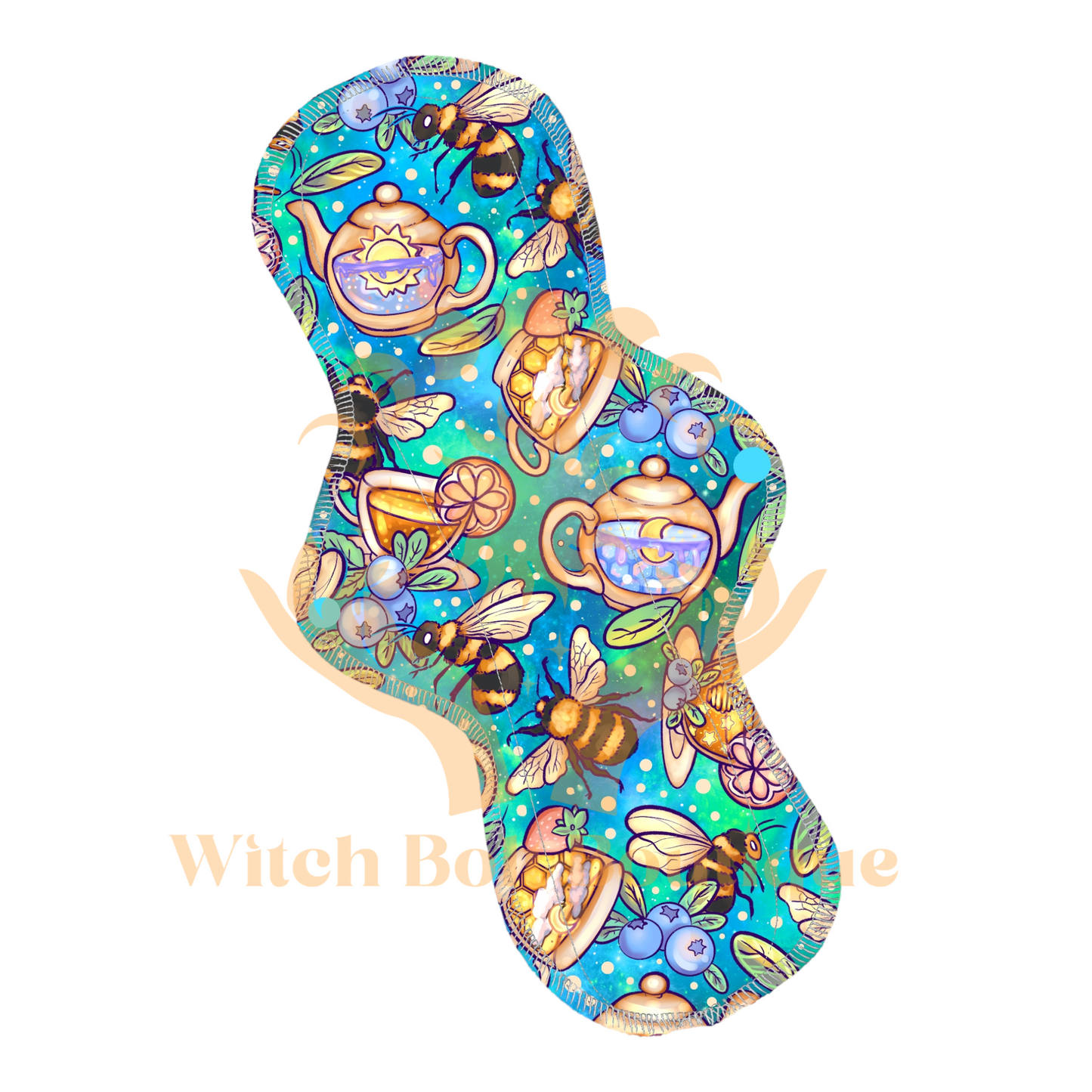 Bees & Teas (blue) Cloth Pad