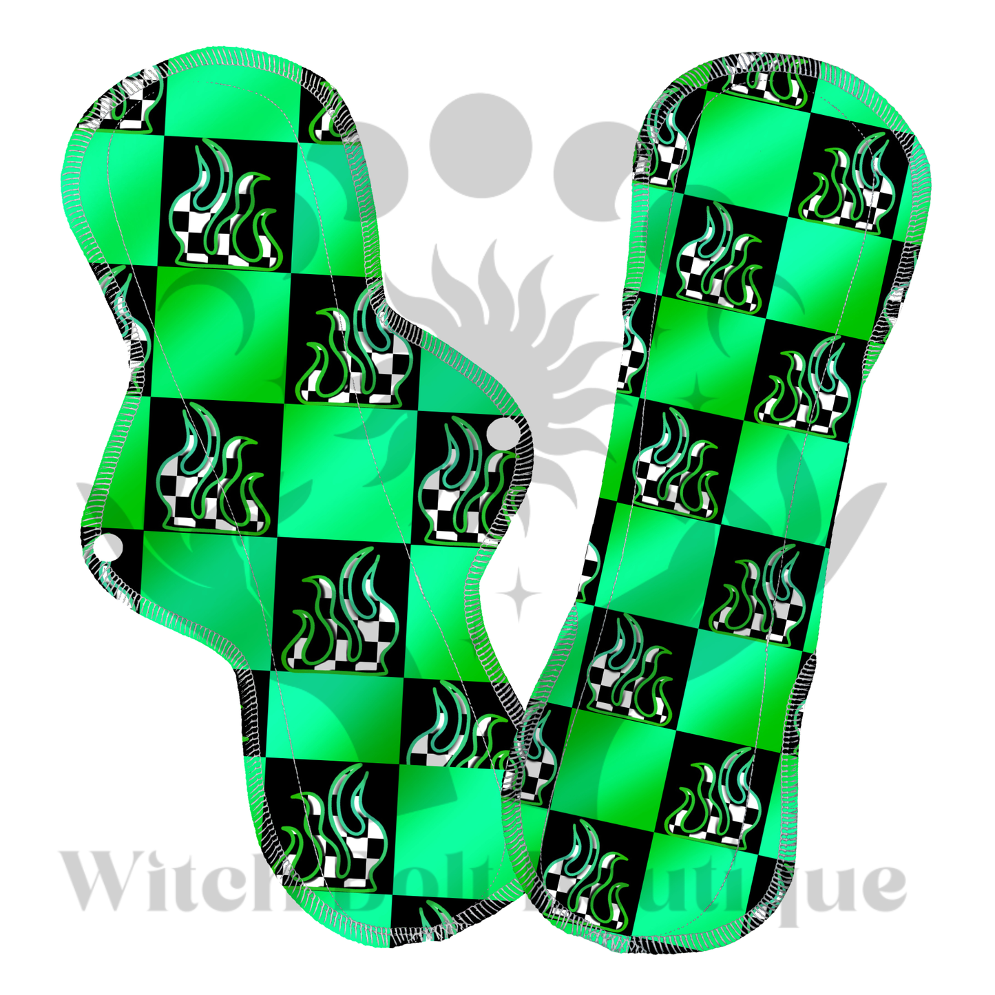Green Flame Checkers Cloth Pad